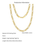 925 Sterling Silver 3.3mm Classic Figaro Chain Necklace 80100127