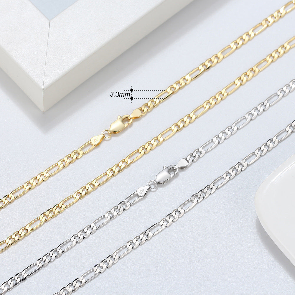 925 Sterling Silver 3.3mm Figaro Link Chain Necklace 80100128