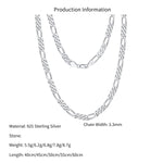925 Sterling Silver 3.3mm Figaro Link Chain Necklace 80100128