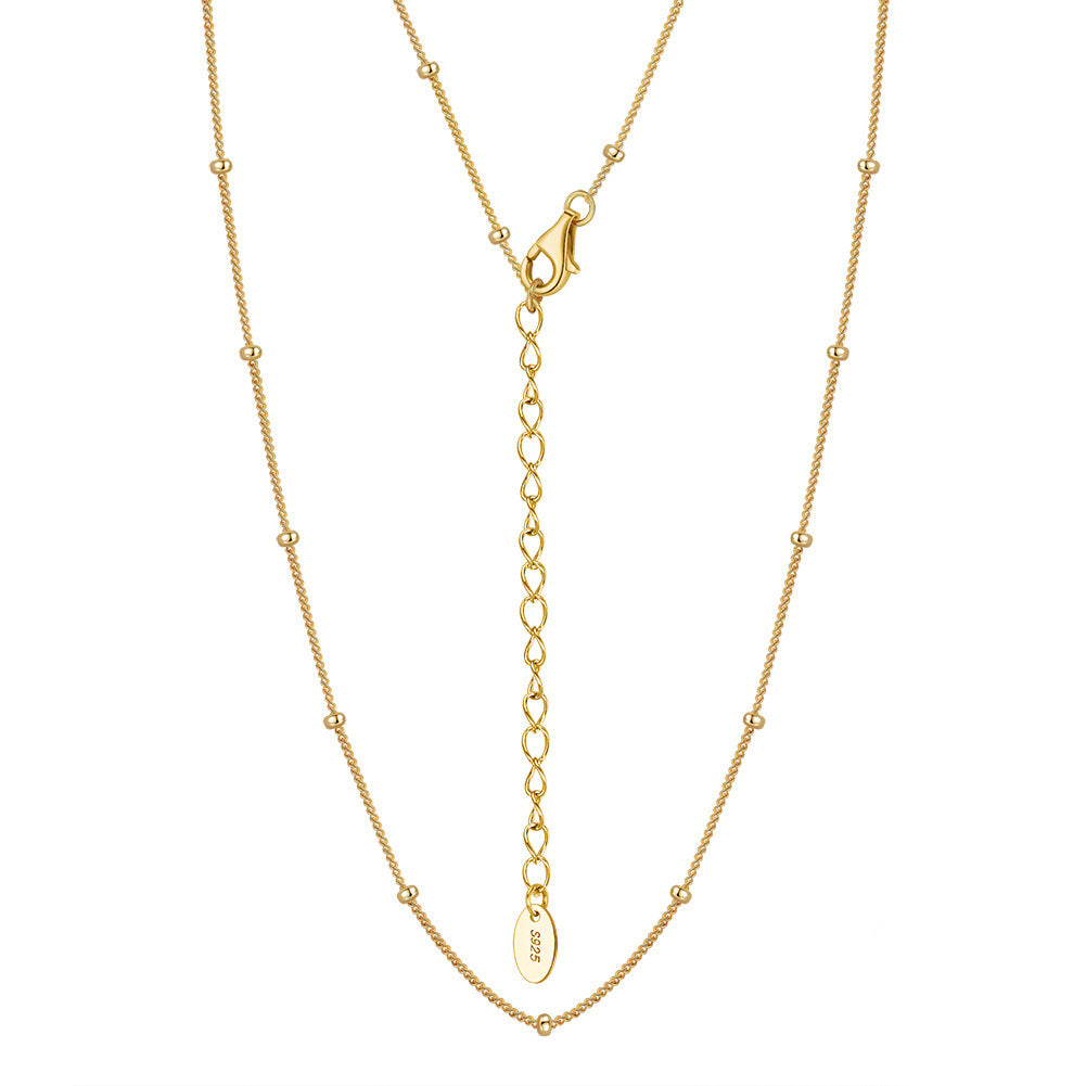 925 Sterling Silver Minimalist Satellite Bead Station Necklace 80100129