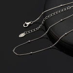 925 Sterling Silver Minimalist Satellite Bead Station Necklace 80100129
