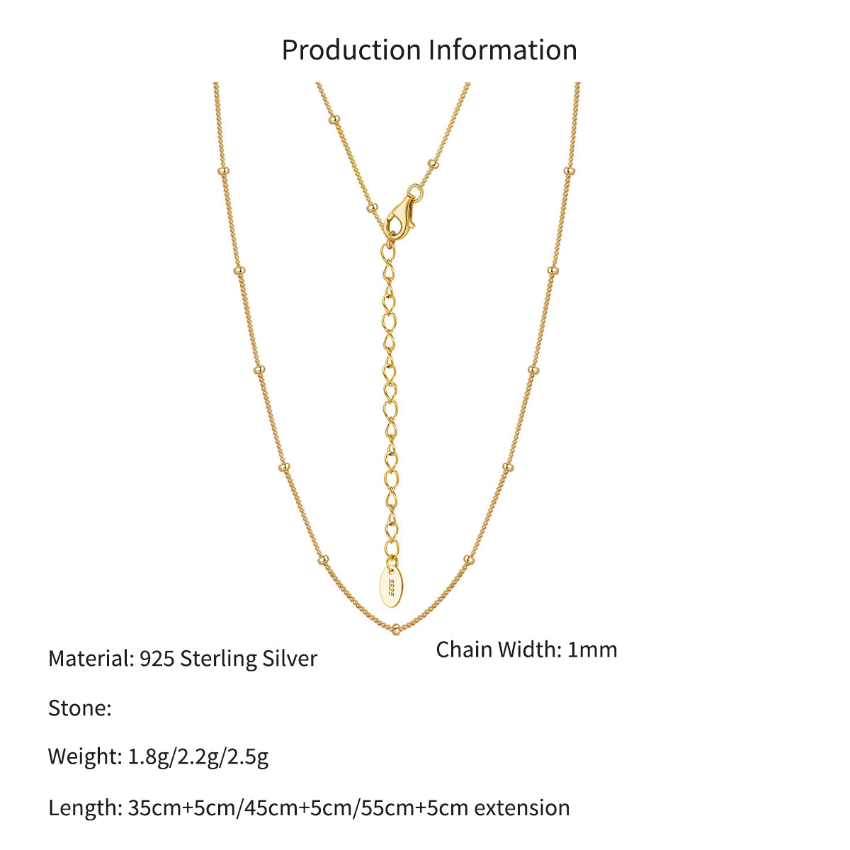 925 Sterling Silver Minimalist Satellite Bead Station Necklace 80100129