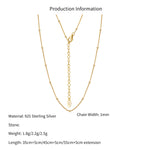 925 Sterling Silver Minimalist Satellite Bead Station Necklace 80100129