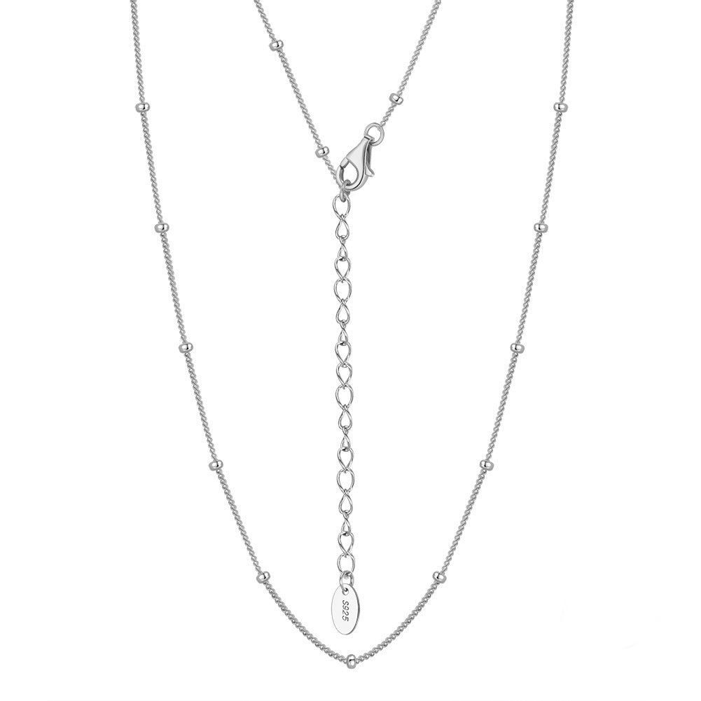 925 Sterling Silver Minimalist Satellite Bead Station Necklace 80100129