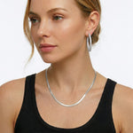 925 Sterling Silver 3mm Minimalist Flat Herringbone Blade Chain Necklace 80100130