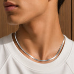 925 Sterling Silver 3mm Minimalist Flat Herringbone Blade Chain Necklace 80100132