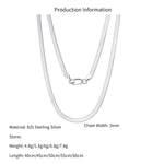925 Sterling Silver 3mm Minimalist Flat Herringbone Blade Chain Necklace 80100132