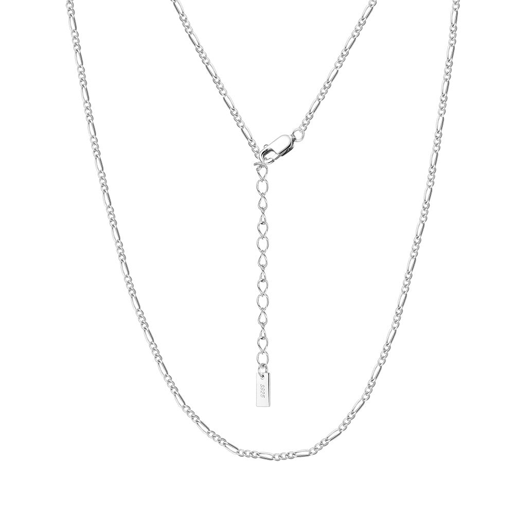 925 Sterling Silver 1.7mm Minimalist Figaro Link Clavicle Necklace 80100134