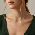 925 Sterling Silver 1.7mm Minimalist Figaro Link Clavicle Necklace 80100134