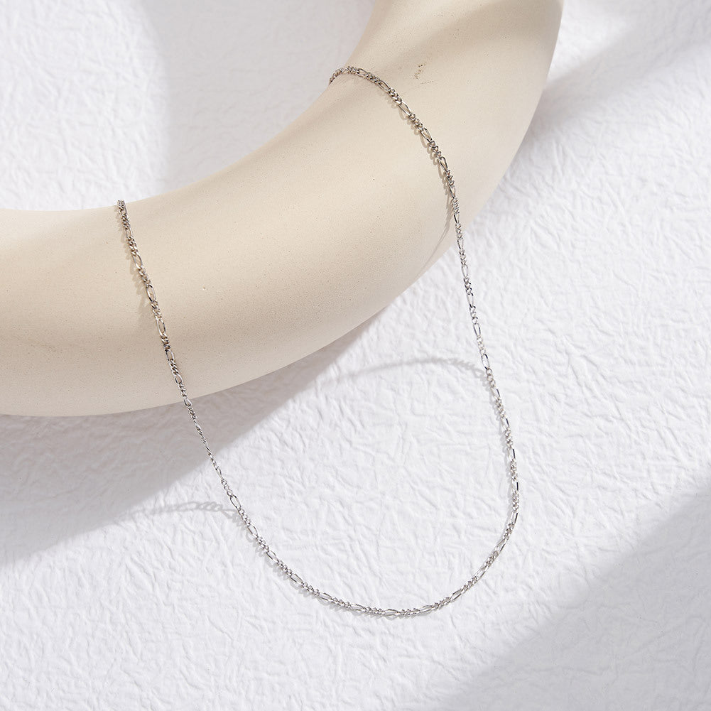 925 Sterling Silver 1.7mm Minimalist Figaro Link Clavicle Necklace 80100134