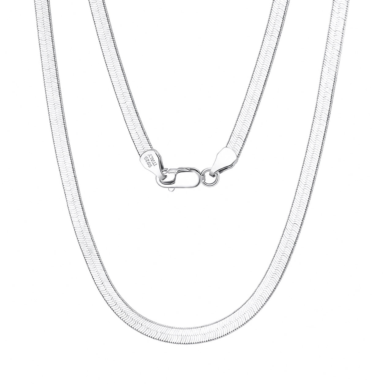 925 Sterling Silver 4.5mm Bold Flat Herringbone Blade Chain Necklace 80100135