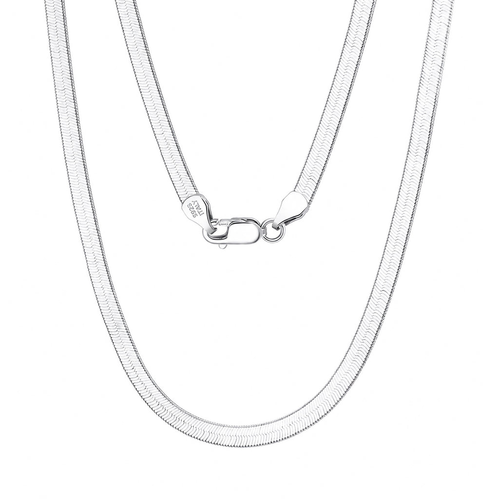 925 Sterling Silver 4.5mm Bold Flat Herringbone Blade Chain Necklace 80100135