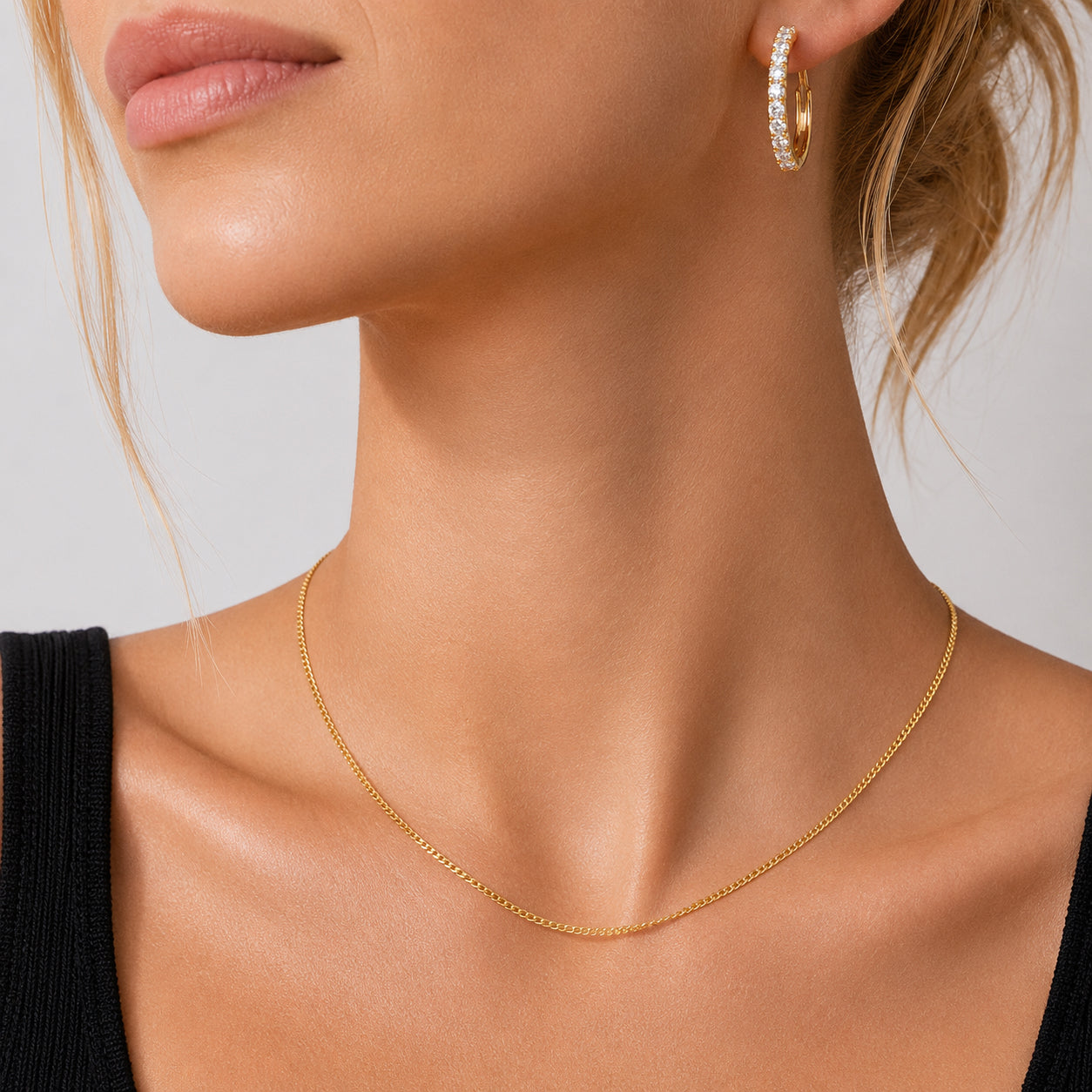 925 Sterling Silver 1.0mm Minimalist Fine Curb Chain Necklace 80100137