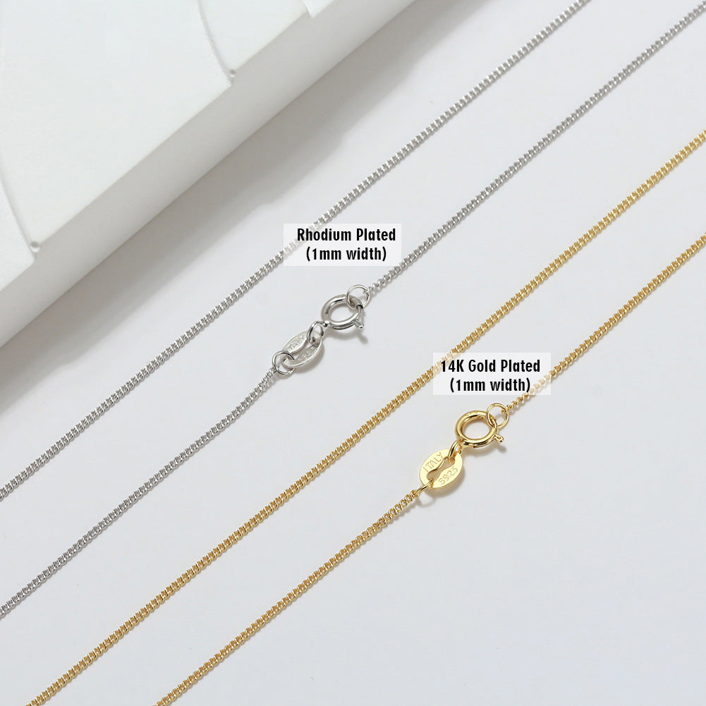 925 Sterling Silver 1.0mm Minimalist Fine Curb Chain Necklace 80100137