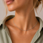 925 Sterling Silver 1mm Minimalist Fine Curb Chain Necklace 80100138