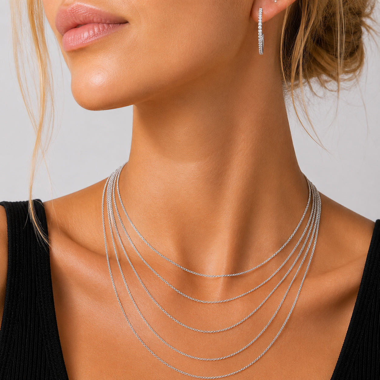 925 Sterling Silver 1mm Minimalist Fine Curb Chain Necklace 80100138