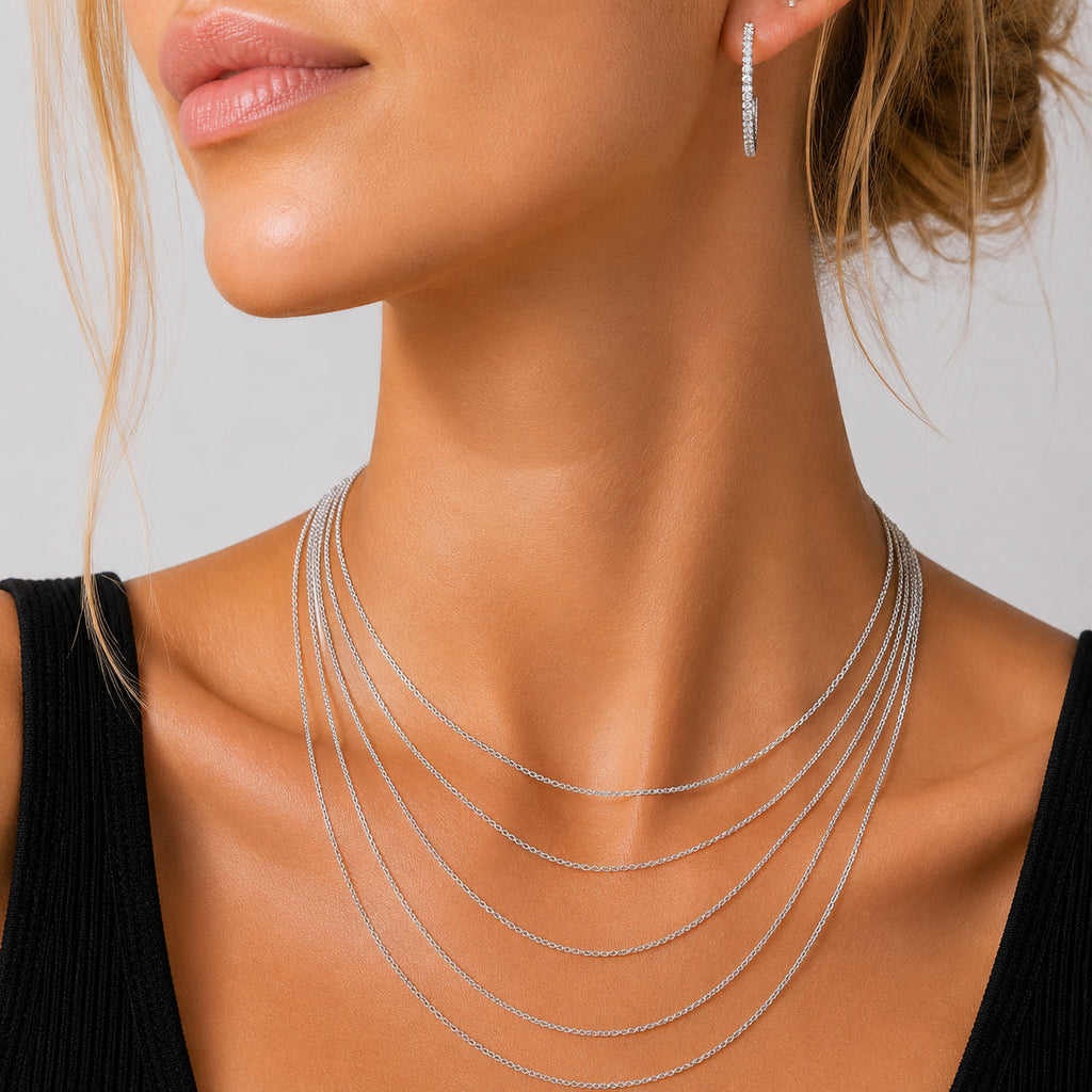 925 Sterling Silver 1mm Minimalist Fine Curb Chain Necklace 80100138
