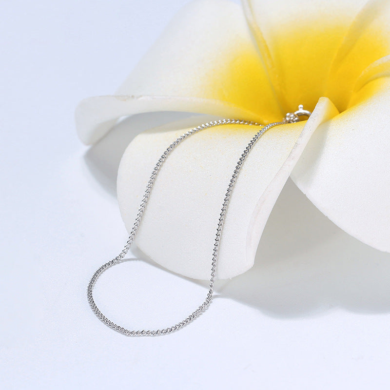 925 Sterling Silver 1mm Minimalist Fine Curb Chain Necklace 80100138