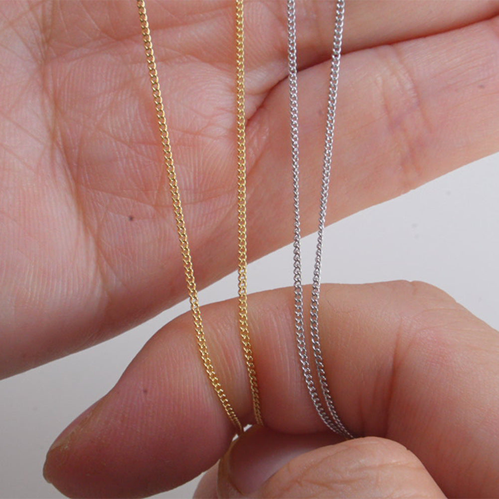 925 Sterling Silver 1mm Minimalist Fine Curb Chain Necklace 80100138