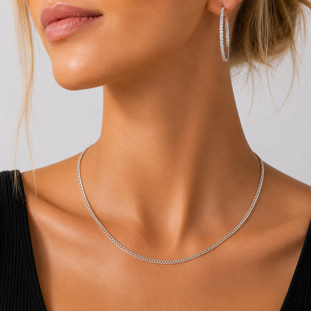 925 Sterling Silver 3.6mm Classic Curb Link Chain Necklace 80100139