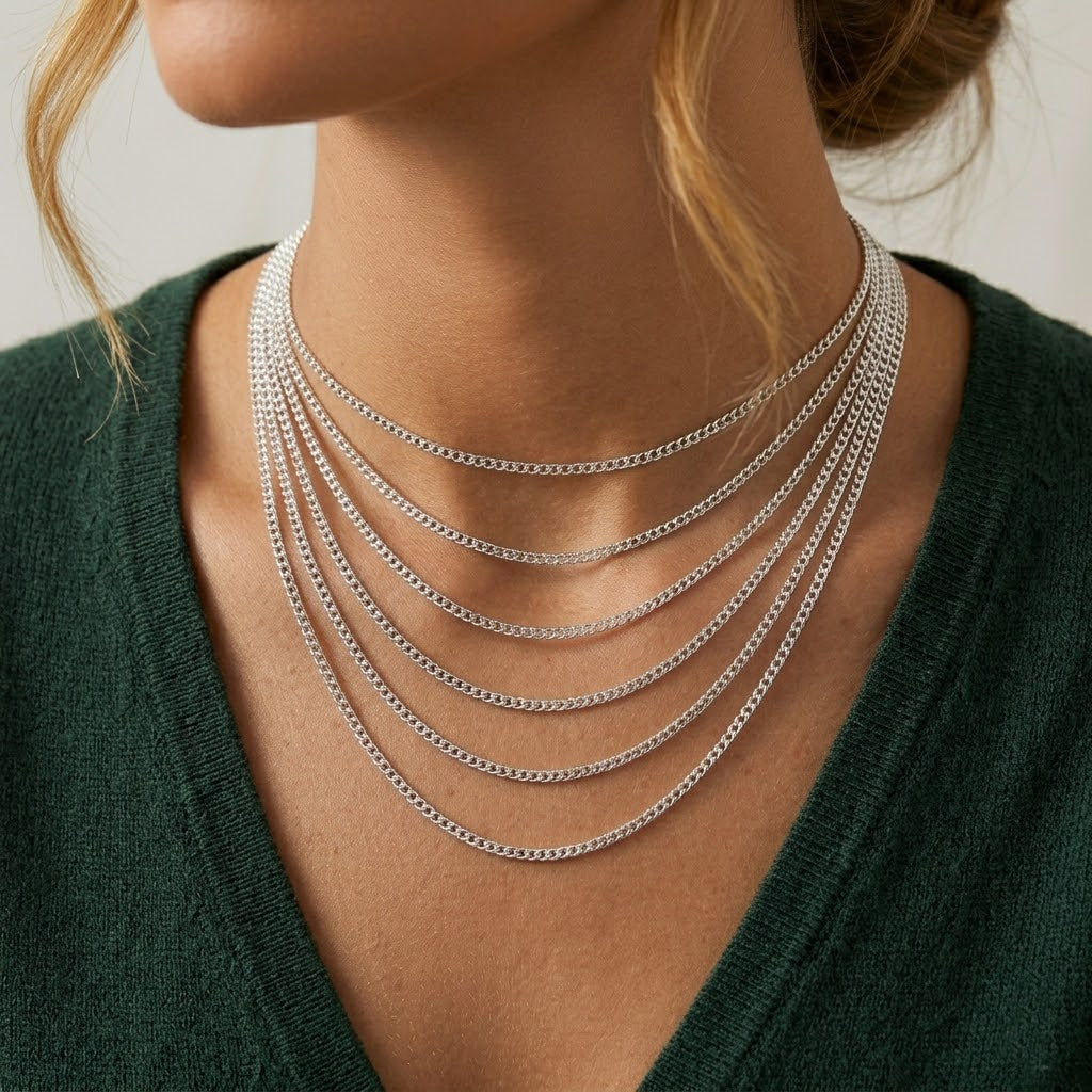 925 Sterling Silver 3.6mm Classic Curb Link Chain Necklace 80100139