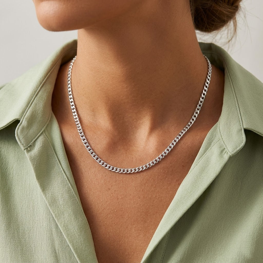 925 Sterling Silver 5mm Bold Classic Curb Link Chain Necklace 80100140