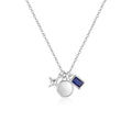 925 Sterling Silver Star Zircon Triple Charm Necklace 80200516