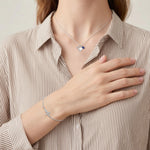 925 Sterling Silver Star Zircon Triple Charm Necklace 80200516