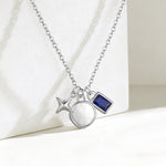 925 Sterling Silver Star Zircon Triple Charm Necklace 80200516