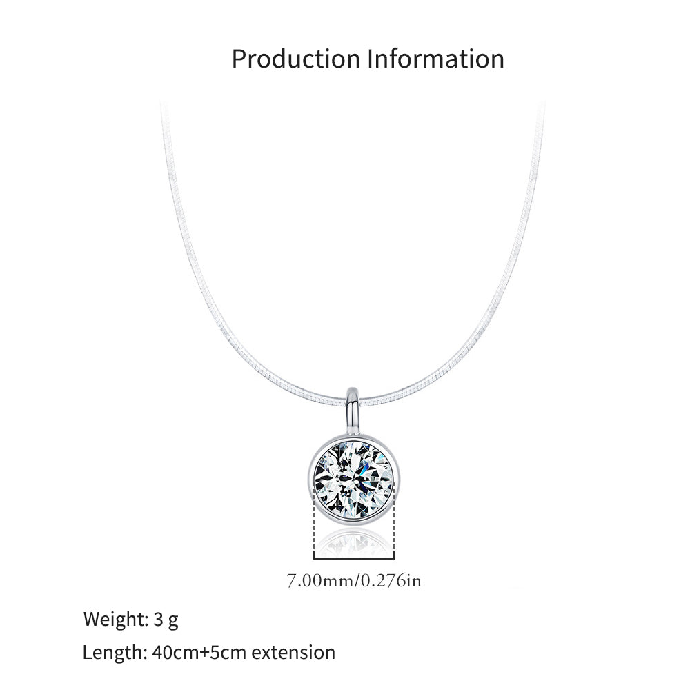 925 Sterling Silver Bezel Set Moissanite Snake Chain Necklace 80200523