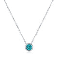 925 Sterling Silver Vintage Paraiba Blue Zircon Bezel Necklace 80200524