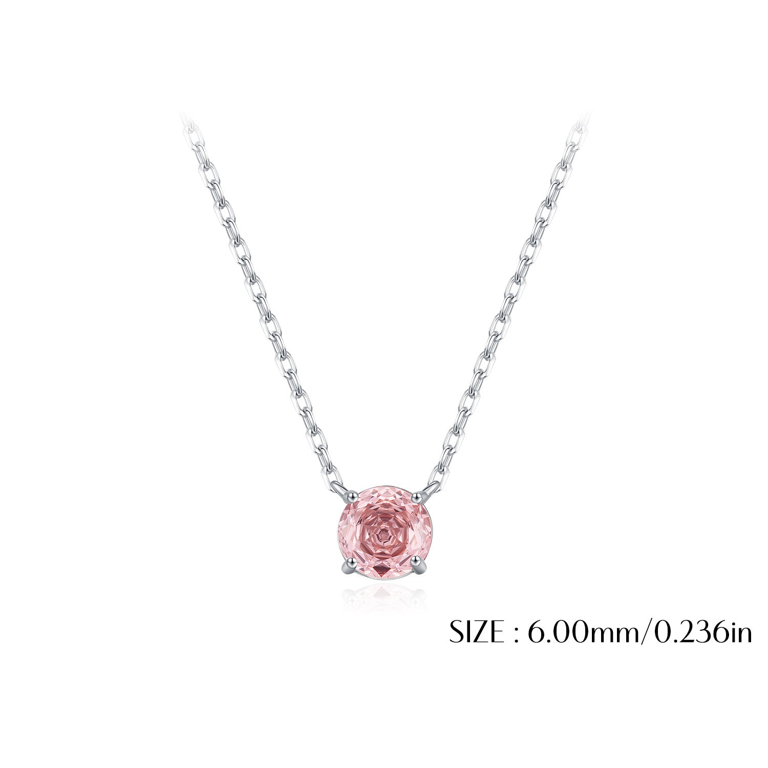 925 Sterling Silver Rose Cut Morganite Pink Zircon Solitaire Necklace 80200525