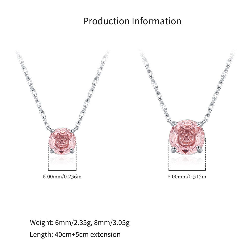 925 Sterling Silver Rose Cut Morganite Pink Zircon Solitaire Necklace 80200525