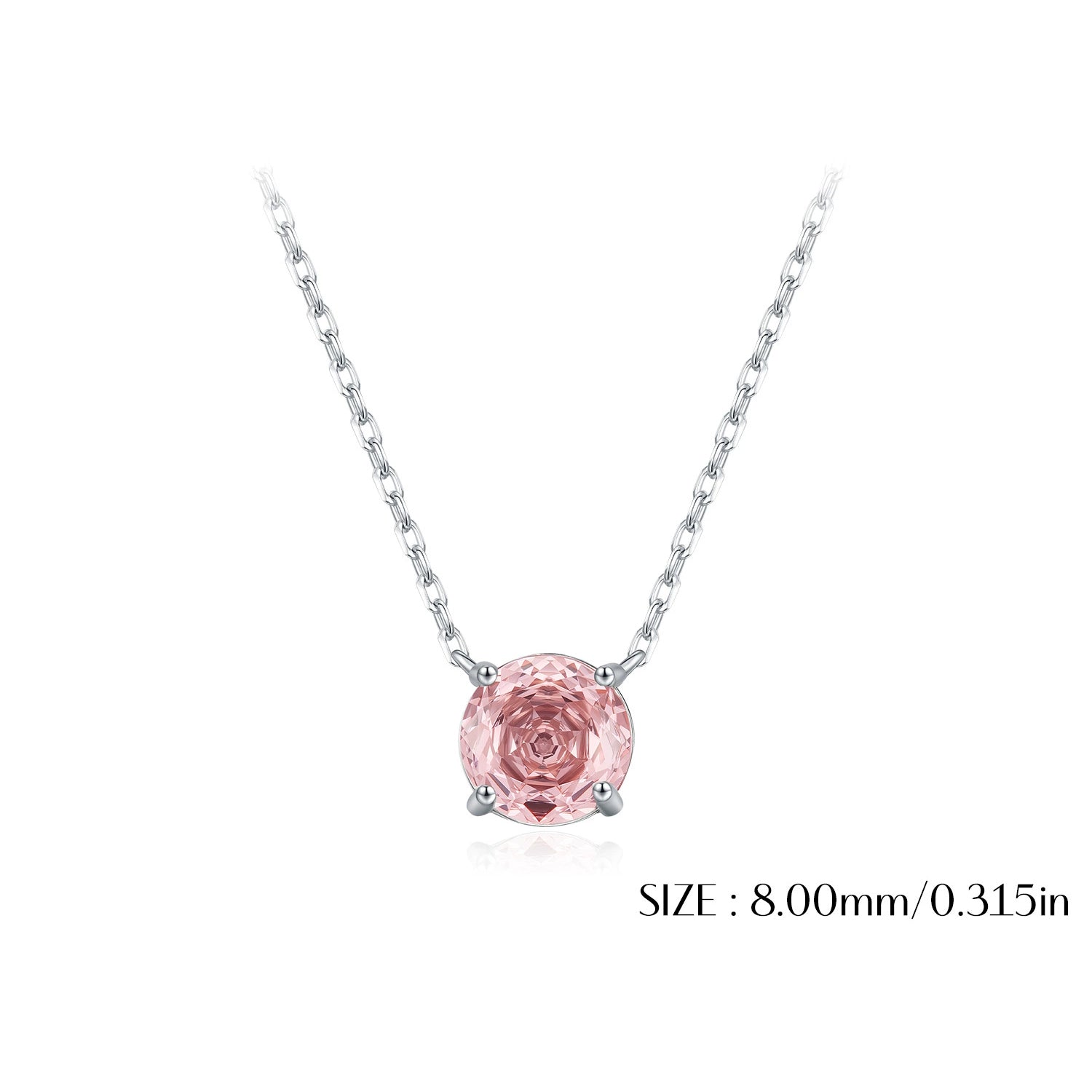 925 Sterling Silver Rose Cut Morganite Pink Zircon Solitaire Necklace 80200525