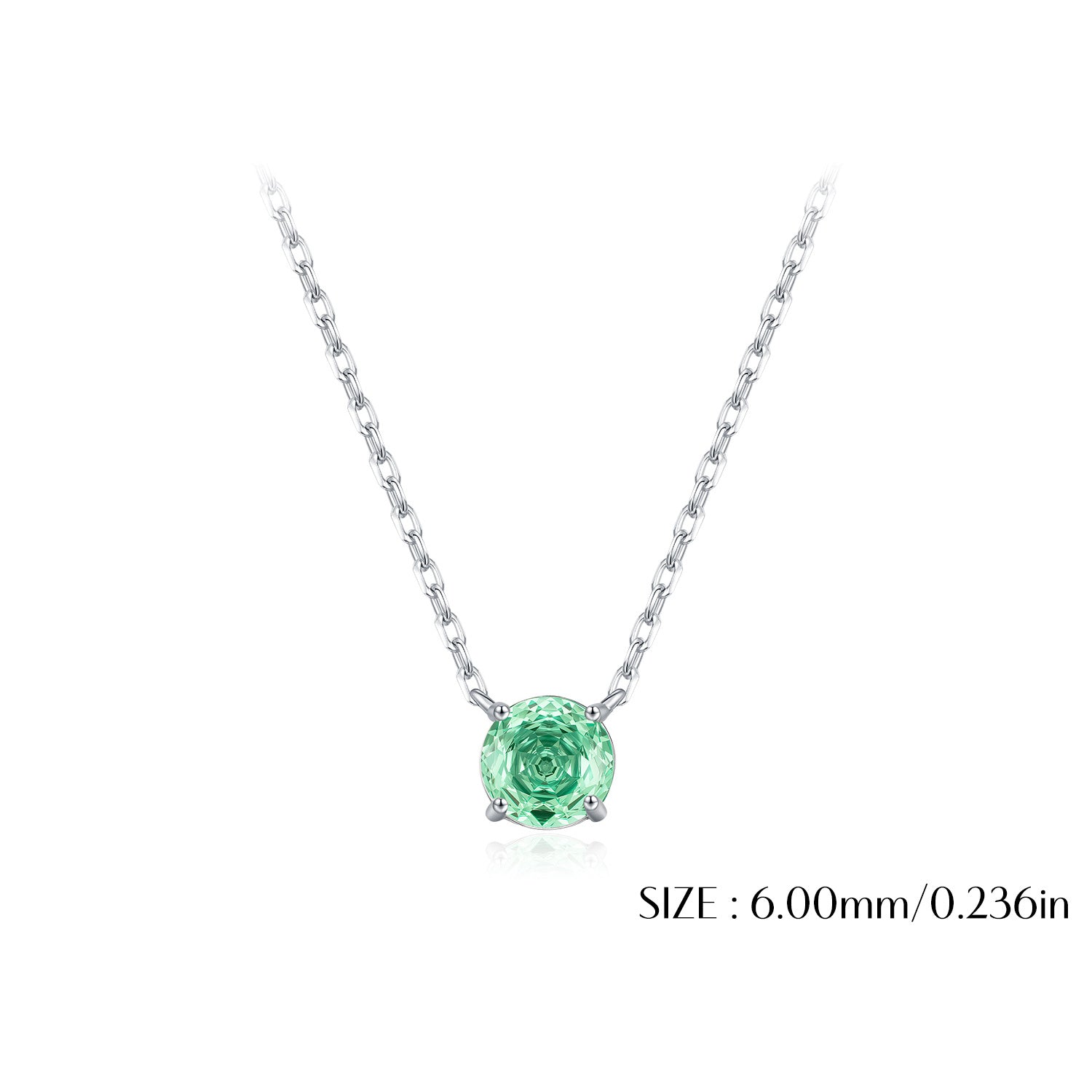 925 Sterling Silver Rose Cut Paraiba Green Zircon Solitaire Necklace 80200526