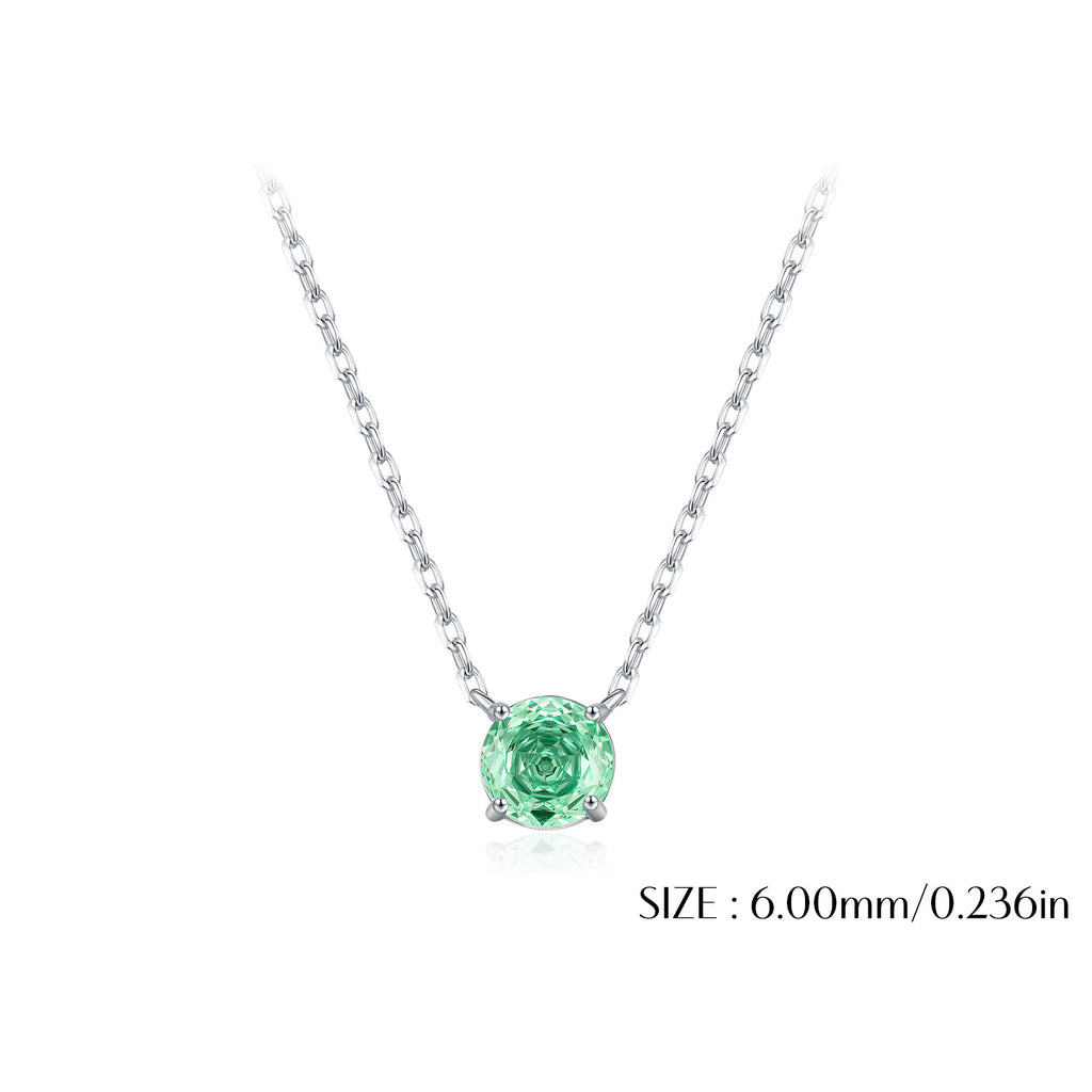 925 Sterling Silver Rose Cut Paraiba Green Zircon Solitaire Necklace 80200526