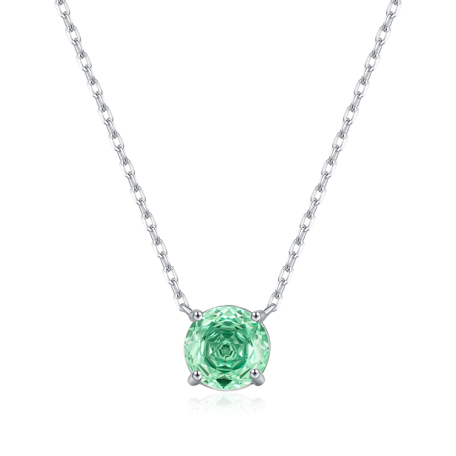925 Sterling Silver Rose Cut Paraiba Green Zircon Solitaire Necklace 80200526