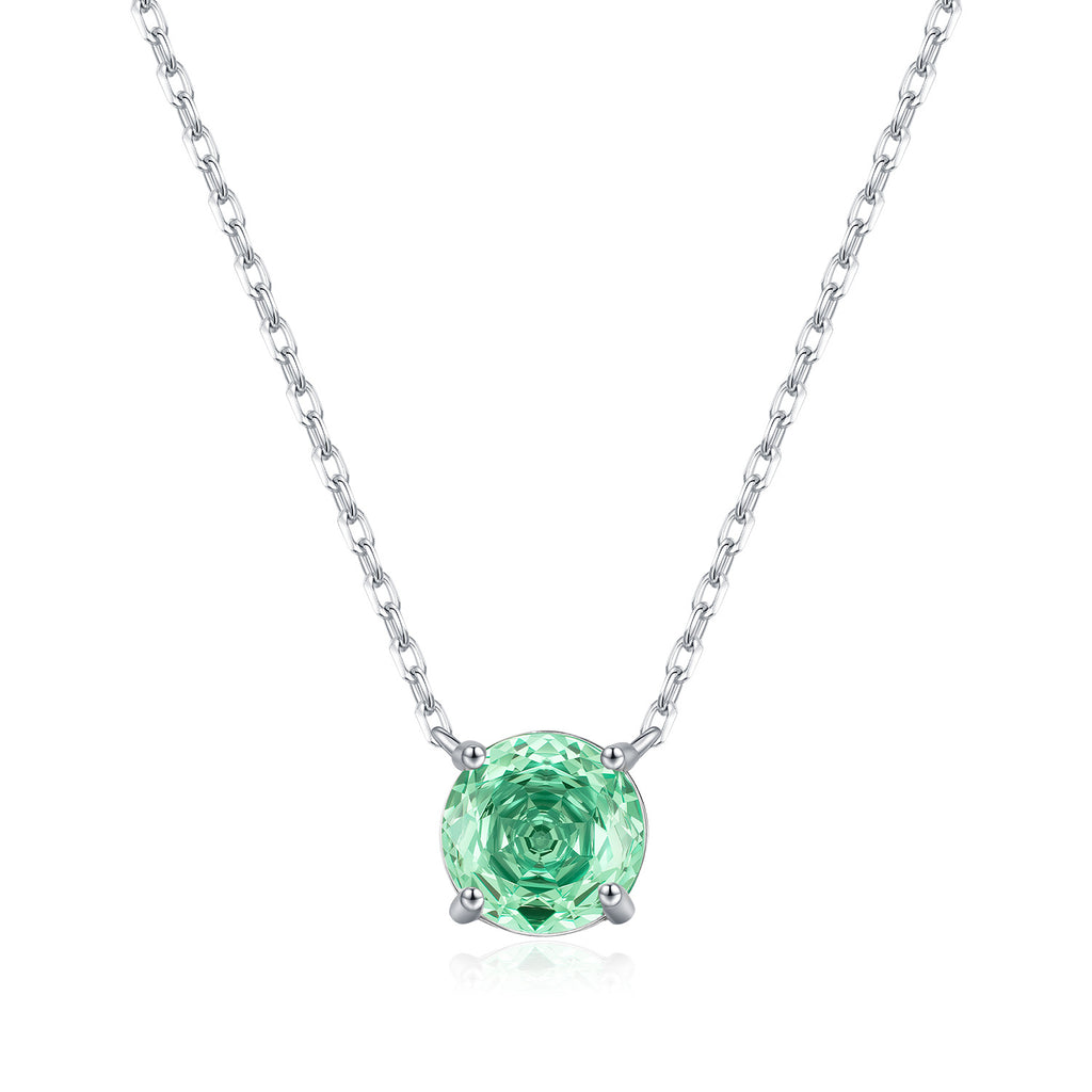 925 Sterling Silver Rose Cut Paraiba Green Zircon Solitaire Necklace 80200526