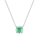 925 Sterling Silver Rose Cut Paraiba Green Zircon Solitaire Necklace 80200526
