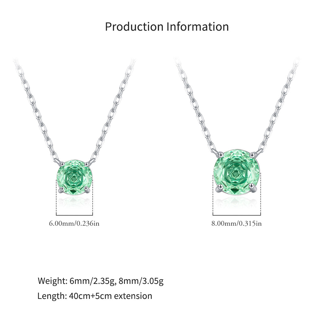 925 Sterling Silver Rose Cut Paraiba Green Zircon Solitaire Necklace 80200526