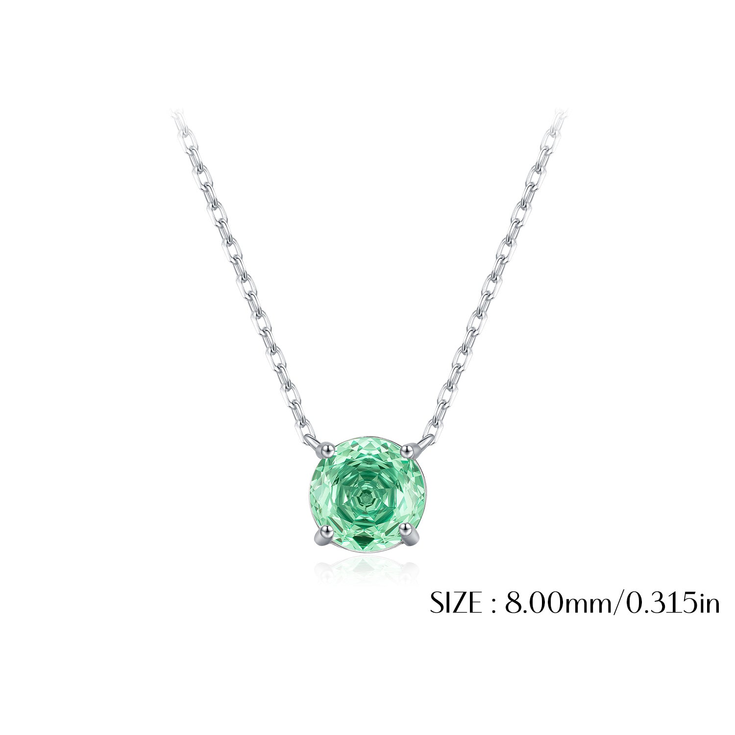 925 Sterling Silver Rose Cut Paraiba Green Zircon Solitaire Necklace 80200526