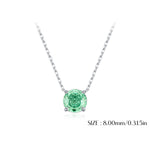 925 Sterling Silver Rose Cut Paraiba Green Zircon Solitaire Necklace 80200526