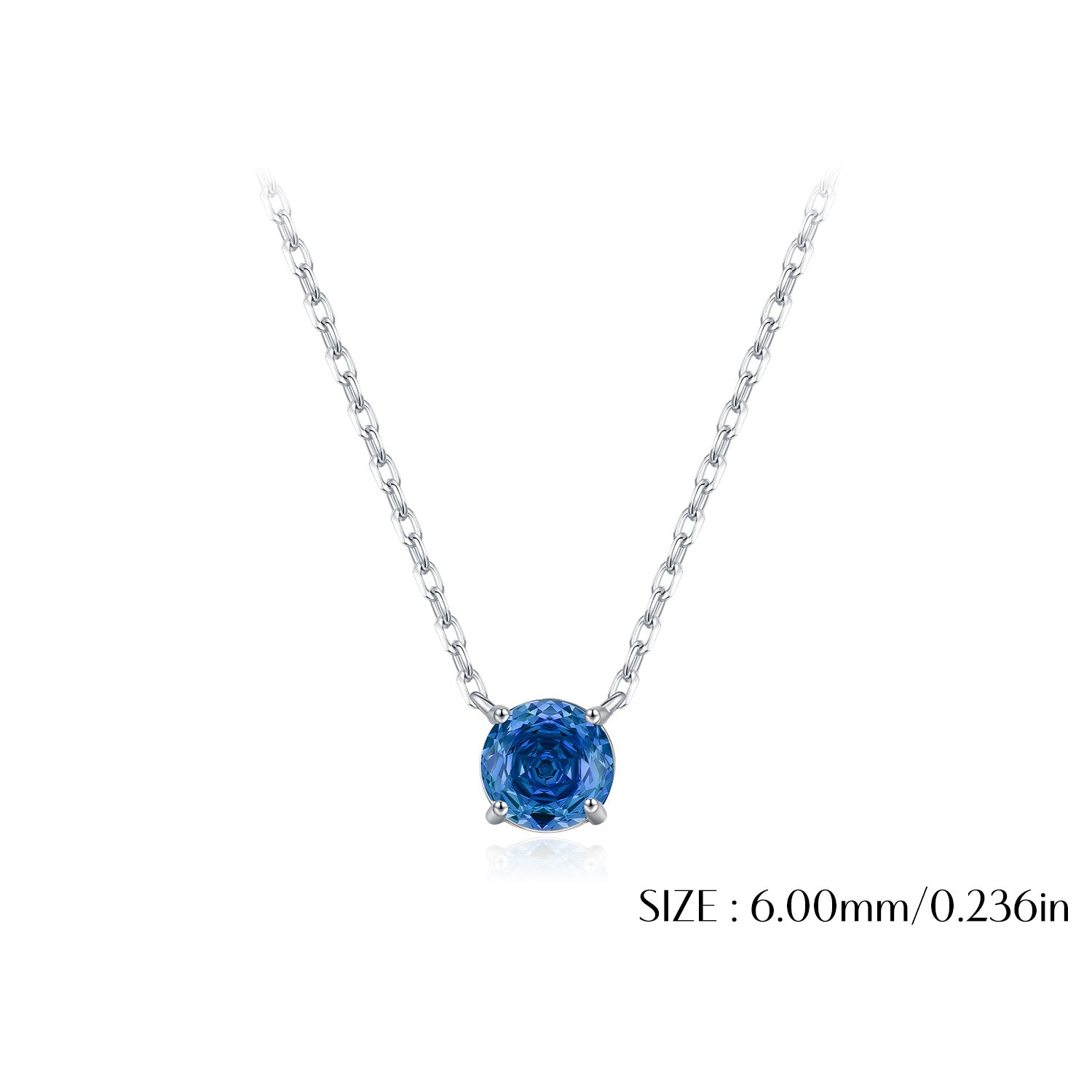 925 Sterling Silver Rose Cut Royal Blue Zircon Solitaire Necklace 80200527