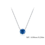 925 Sterling Silver Rose Cut Royal Blue Zircon Solitaire Necklace 80200527