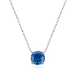 925 Sterling Silver Rose Cut Royal Blue Zircon Solitaire Necklace 80200527