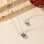 925 Sterling Silver Rose Cut Royal Blue Zircon Solitaire Necklace 80200527