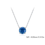 925 Sterling Silver Rose Cut Royal Blue Zircon Solitaire Necklace 80200527