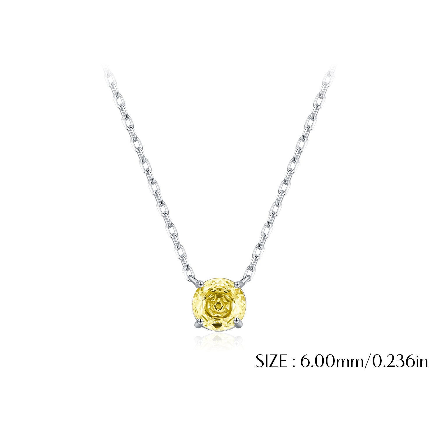 925 Sterling Silver Rose Cut Yellow Zircon Solitaire Necklace 80200528