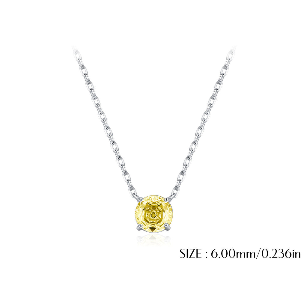 925 Sterling Silver Rose Cut Yellow Zircon Solitaire Necklace 80200528
