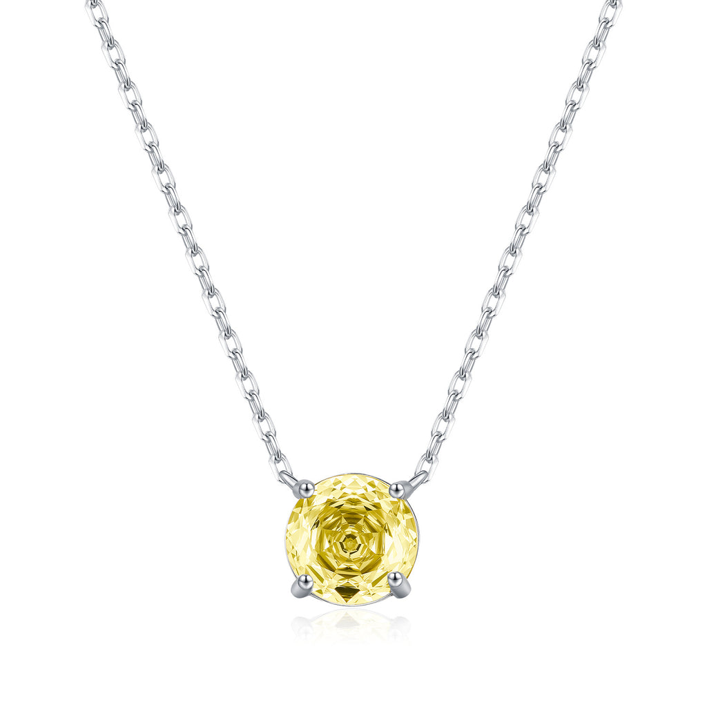 925 Sterling Silver Rose Cut Yellow Zircon Solitaire Necklace 80200528